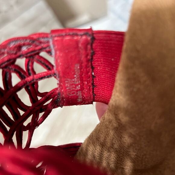 WALKING CRADLES Red Kudos Cork Wedge Heel Sandals Size 6WW Tiny Pillows Insoles - Picture 15 of 16